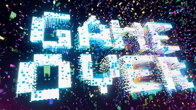 Game Over Text Animation With Colorful Confetti Particles