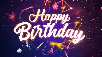 Happy Birthday Text Animation With Colorful Confetti Explosion