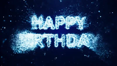 Happy Birthday Text Animation With Glowing Blue Particles