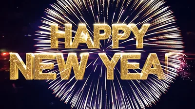 Happy New Year Gold Text Animation With Fireworks
