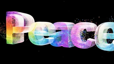 Colorful 3D Animated Peace Text Reveal