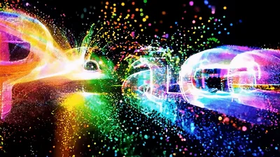 Colorful Particle Explosion Forming The Word Peace