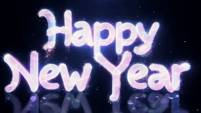 Happy New Year Text Animation With Glowing Particles