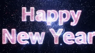 Happy New Year Text Animation With Glowing Particles