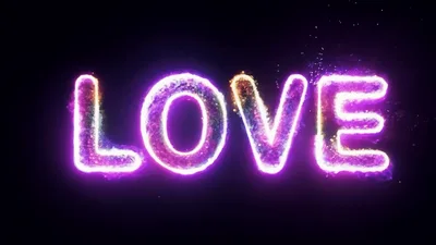 Neon Rainbow Love Text Animation With Glowing Particles