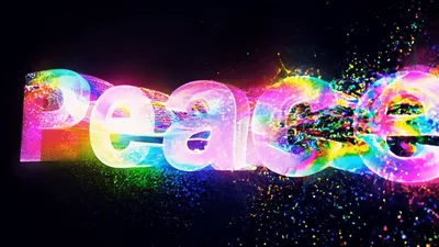 Rainbow Glittering Peace Text Animation