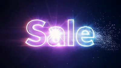 Neon Sale Text Animation With Glowing Particles