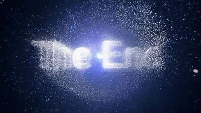 The End Text Animation With Glowing Particle Explosion