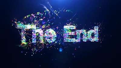 The End Text Animation With Colorful Particle Explosion