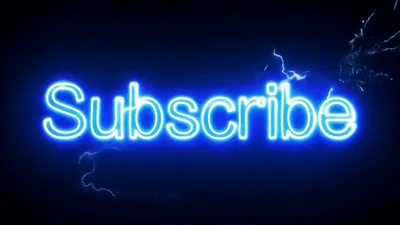 Neon Blue Subscribe Text With Electric Lightning Effects