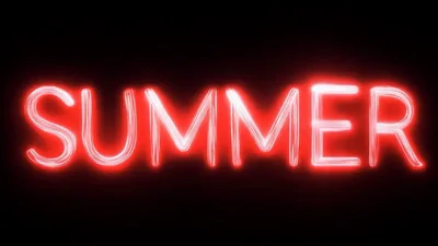 Glowing Red Neon Summer Text Sign Animation