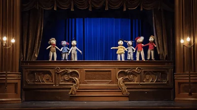 Puppet Show Performance On A Traditional Wooden Stage