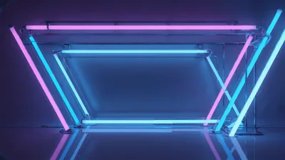 Neon Light Tubes Flashing In Geometric Patterns