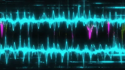 Digital Audio Waveform Visualization With Neon Glitch Effects