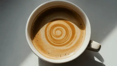 Top Down View Of A Swirling Coffee Cup