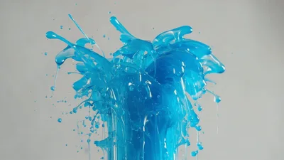 Blue Liquid Splashing Against A Neutral Background