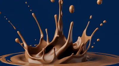 Chocolate Liquid Splash Crown Against Dark Blue Background