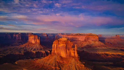 Aerial View Of Monument Valley At Sunset