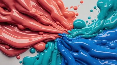 Abstract Paint Splashes Merging In Vibrant Colors