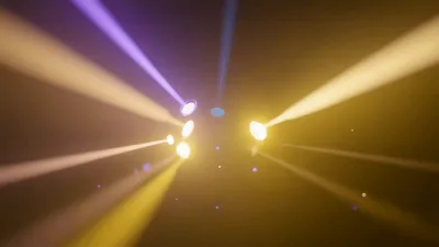 Rotating Disco Ball With Colorful Light Beams