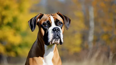 Portrait Of A Boxer Dog Looking Around Outdoors