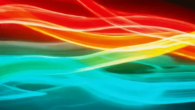 Abstract Glowing Neon Light Waves Flowing In Dark Background