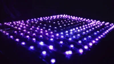 Grid Of Pulsing Blue And Purple LED Lights