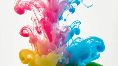 Colorful Ink Clouds Swirling In Water