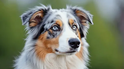 Australian Shepherd Dog Looking Around Outdoors