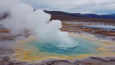 Geothermal Hot Spring Venting Steam In Iceland
