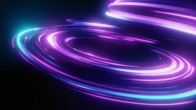 Abstract Neon Purple And Blue Light Rings Rotating