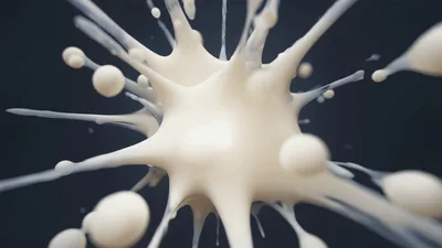 Abstract Creamy Liquid Splatter Floating In Dark Space