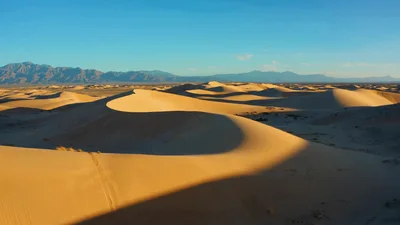Aerial View Of Vast Desert Sand Dunes