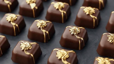 Gourmet Chocolate Truffles With Gold Rose Decorations