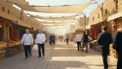 Time Lapse Of People Walking Through A Traditional Souq