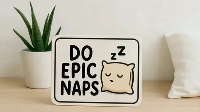 Do Epic Naps Sign On A Wooden Desk