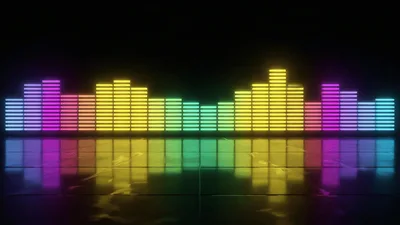 Neon Audio Spectrum Visualizer With Reflective Floor