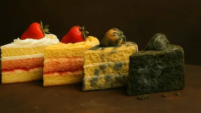 Time Lapse Of Four Cake Slices Decaying