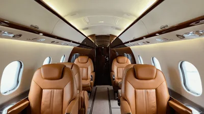 Luxury Private Jet Cabin Interior With Leather Seats