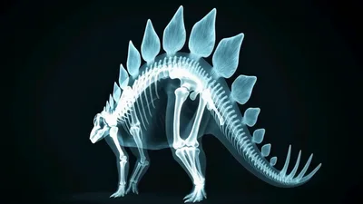 X-Ray Animation Of A Stegosaurus Skeleton Rotating