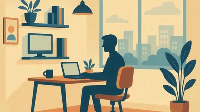 Silhouette Of A Man Working On A Laptop