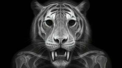 X-Ray Style Illustration Of A Saber Toothed Tiger
