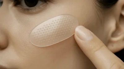 Woman Applying Microneedle Patch To Under Eye Area