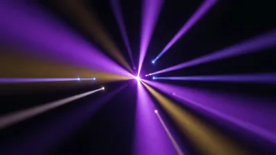 Abstract Stage Lighting Beams Rotating In Dark Space