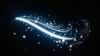 Abstract Glowing Blue Light Swirls With Floating Particles