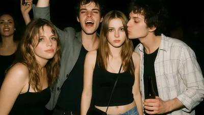 Group Of Young Friends Posing At A Nightclub