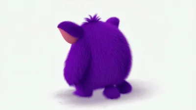 Cute Purple Furry Monster Turning Around