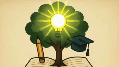 Animated Education Concept With Glowing Light Bulb Tree