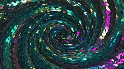 Iridescent Sequin Fabric Swirling In A Spiral Pattern