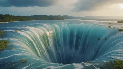 Massive Ocean Whirlpool Swirling In Tropical Coastal Waters